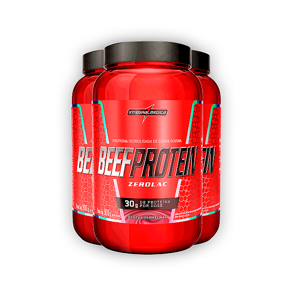 Kit 3 Proteína Hidrolisada Beef Integral Medica Frutas Vermelhas 900g