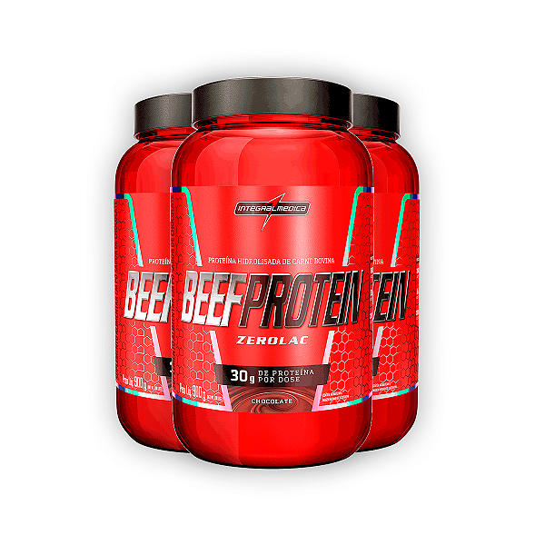 Kit 3 Proteína Hidrolisada Beef Integral Medica Chocolate 900g