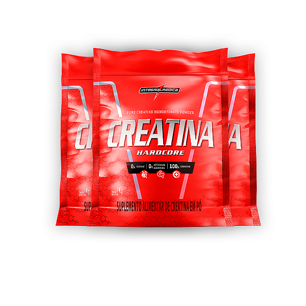 Kit 3 Creatina Monohidratada Pura Hardcore Integral Medica 1Kg