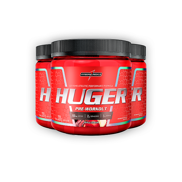 Kit 3 Pré Treino Huger Integral Medica Apple Dream 320g