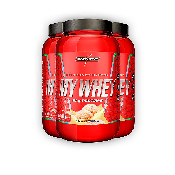 Kit 3 My Whey Protein Integral Medica Shake de Baunilha 900g
