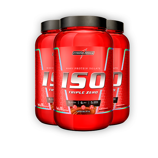 Kit 3 Whey Protein Iso Triple Zero Integral Medica Chocolate 900g