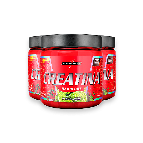 Kit 3 Creatina Hardcore Integral Medica Limão 350g