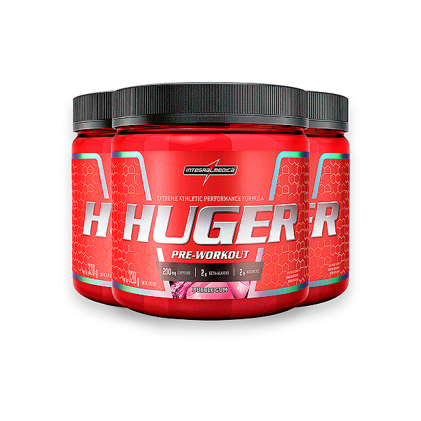 Kit 3 Pré Treino Huger Integral Medica Bubble Gum 320g