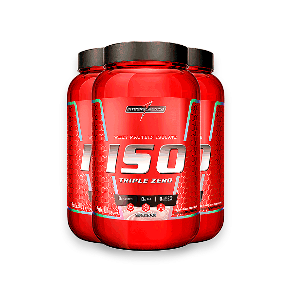 Kit 3 Whey Protein Iso Triple Zero Integral Medica Morango 900g