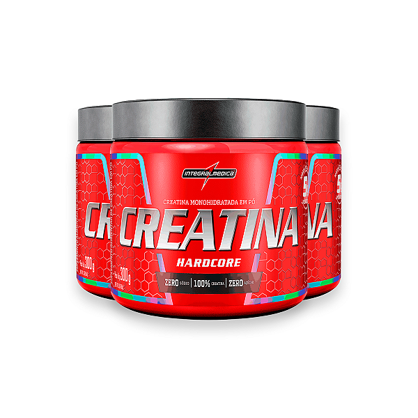 Kit 3 Creatina Hardcore Monohidratada Integral Medica 300g