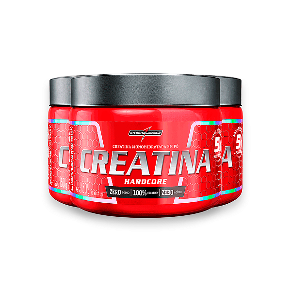 Kit 3 Creatina Hardcore Monohidratada Integral Medica 150g