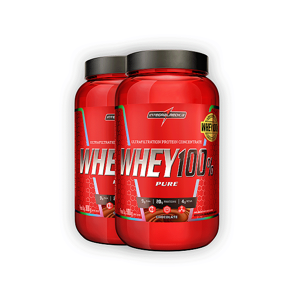Kit 2 Whey Protein 100% Puro V2 Integral Medica Chocolate 900g