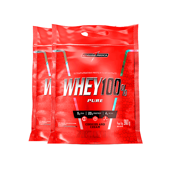 Kit 2 Whey Protein 100% Puro Integral Medica Cookies Cream 900g