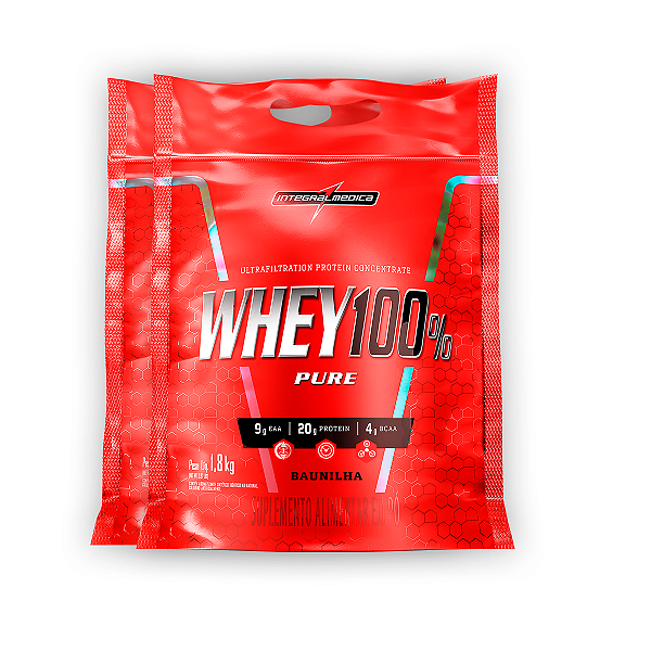 Kit 2 Whey Protein 100% Puro Integral Medica Baunilha 1.8Kg