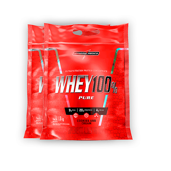 Kit 2 Whey Protein 100%Puro Integral Medica Cookies Cream 1.8Kg