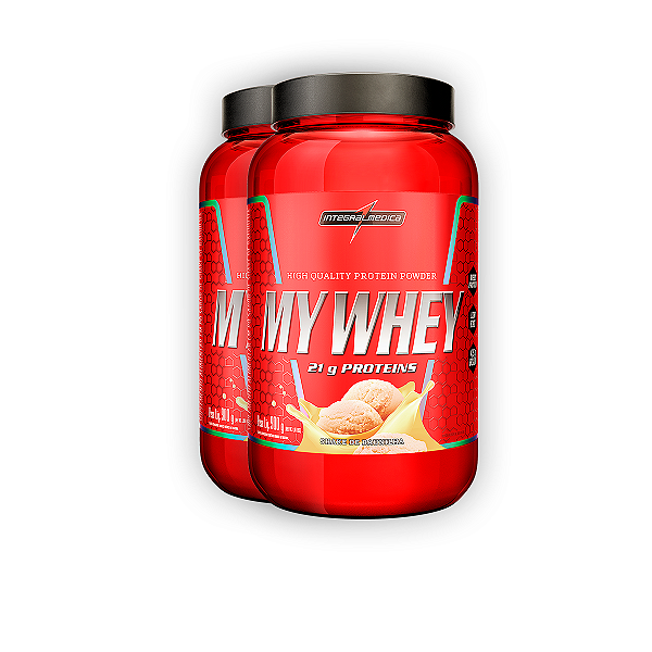 Kit 2 My Whey Protein Integral Medica Shake de Baunilha 900g