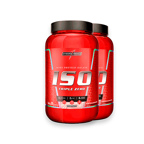 Kit 2 Whey Protein Iso Triple Zero Integral Medica Morango 900g