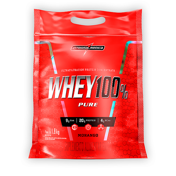 Whey Protein 100% Puro Integral Medica Morango 1.8Kg