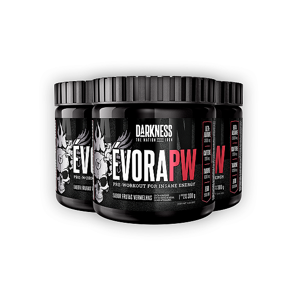 Kit 3 Pré Treino Évora V2 Darkness Frutas Vermelhas 300g