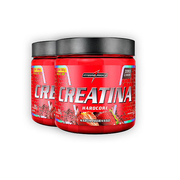 Kit 2 Creatina Hardcore Integral Medica Morango 350g