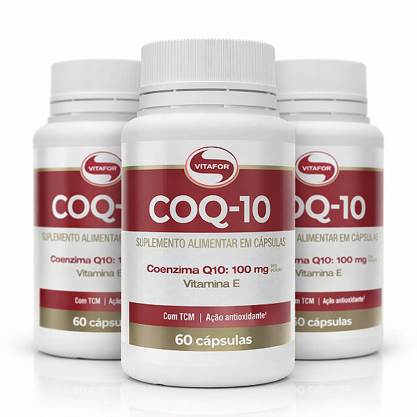 KIT 3 COQ-10 Vitafor Coenzima Q10 100mg e Vit.E 60 Caps