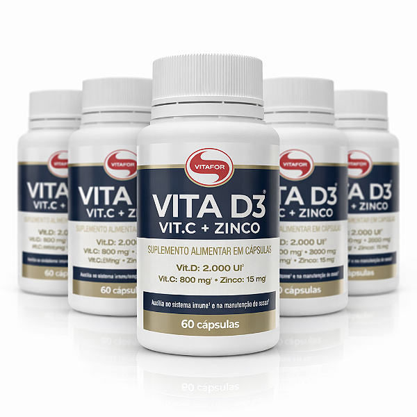 KIT 5 VITA D3 VIT.C E ZINCO Vitafor 60Caps