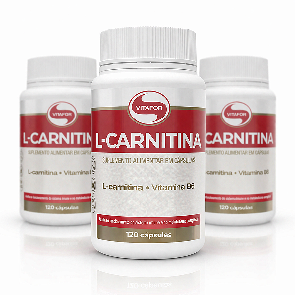 KIT 3 L-CARNITINA Vitafor L-carnitina e Vitamina B6 120Caps