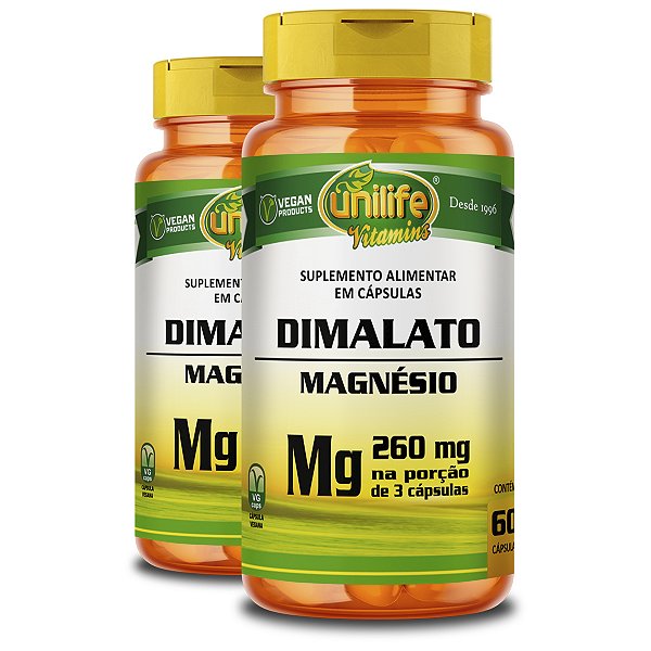 Kit 2 Magnésio Dimalato 260mg Unilife 60 Cápsulas