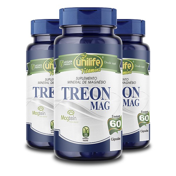 Kit 3 Magnésio Treonato Treonato Mag Unilife 60 Cápsulas