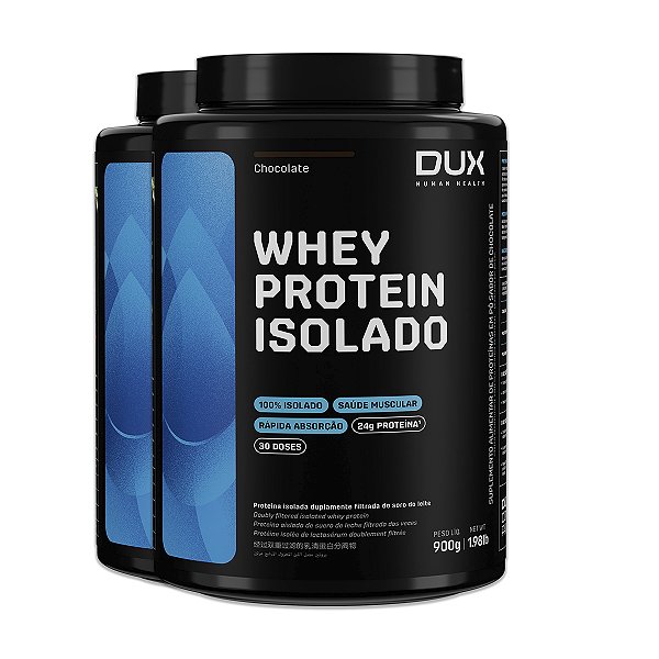 Kit 2 Whey Protein Isolado Chocolate Dux 900g