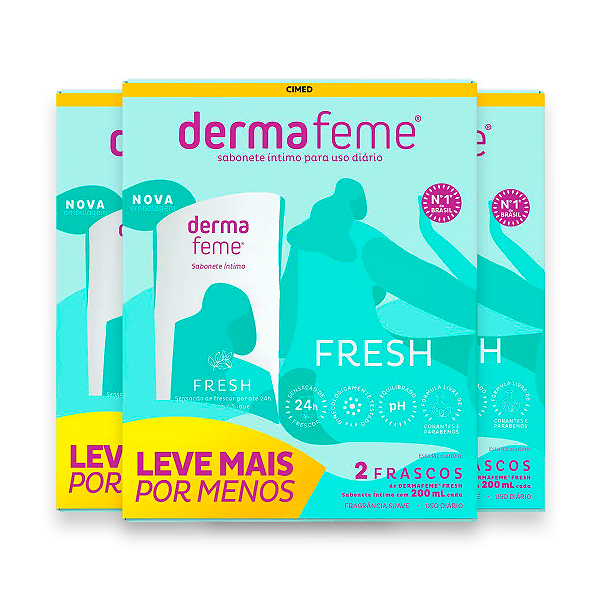 Kit 3 Sabonete íntimo Dermafeme 2 Frascos Cimed Suave 200ml