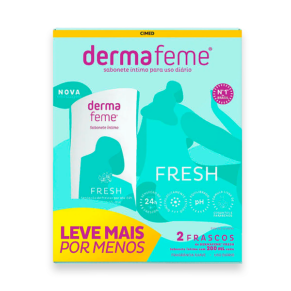 Sabonete íntimo Dermafeme 2 Frascos Cimed Suave 200ml