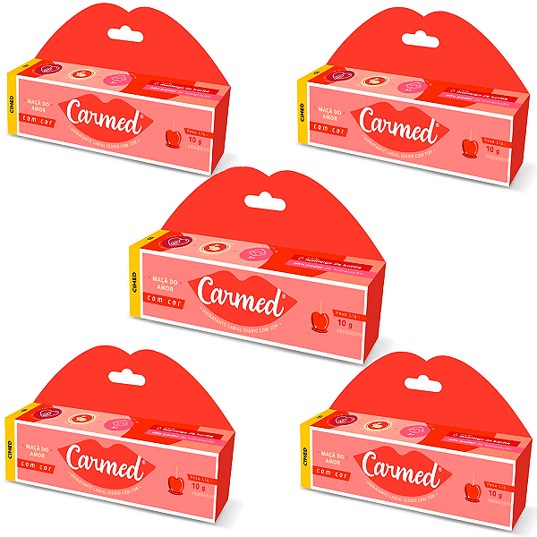 Kit 5 Carmed Hidratante Labial Com Cor Cimed Maça do Amor 10g