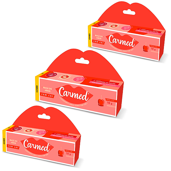 Kit 3 Carmed Hidratante Labial Com Cor Cimed Maça do Amor 10g