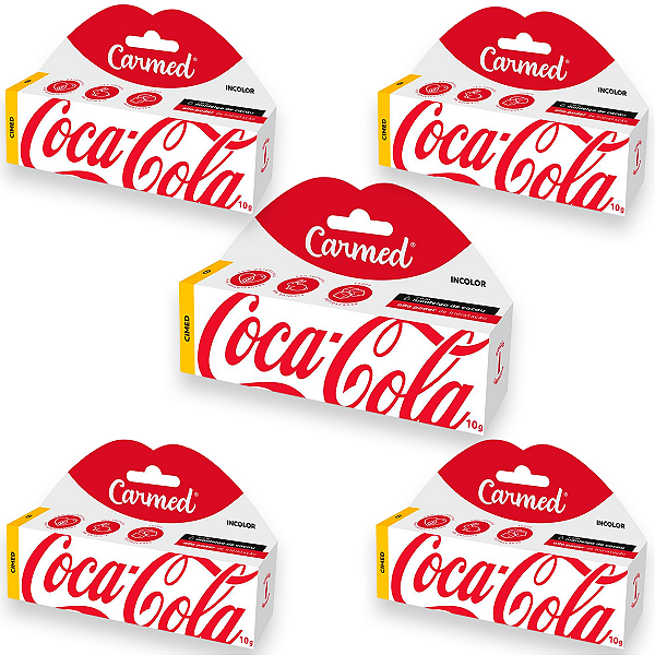 Kit 5 Carmed Hidratante Labial Incolor Cimed Coca Cola 10g