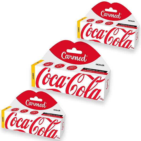 Kit 3 Carmed Hidratante Labial Incolor Cimed Coca Cola 10g