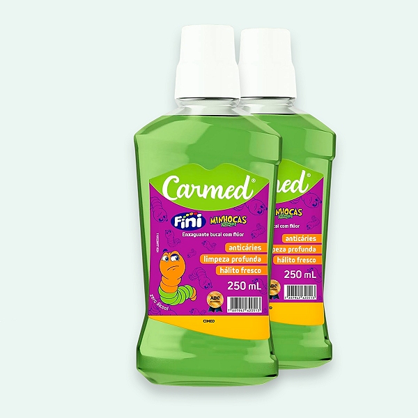 Kit 2 Carmed Enxaguante Bucal Fluor Cimed Fini Minhocas 250ml