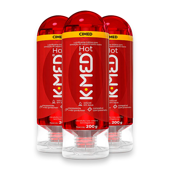 Kit 3 Gel Lubrificante Íntimo K-MED Hot Cimed Neutro 200g