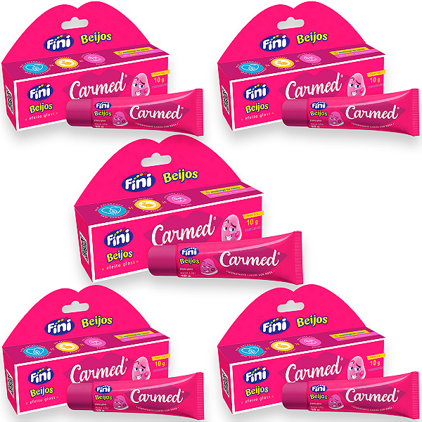 Kit 5 Carmed Hidratante Labial Cor Rosa Cimed Fini Beijos 10g