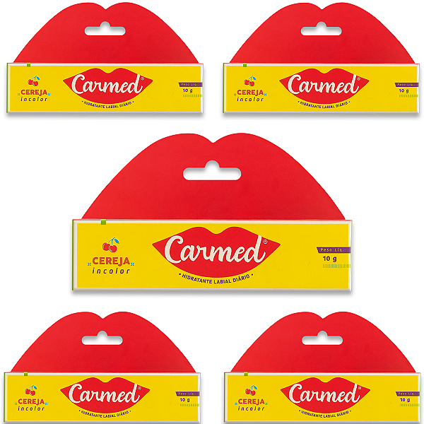 Kit 5 Carmed Hidratante Labial Incolor Cimed Cereja 10g