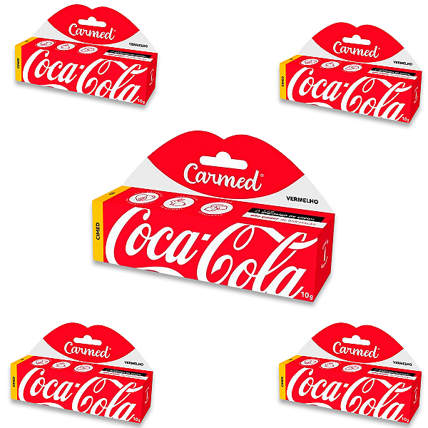 Kit 5 Carmed Hidratante Labial Vermelho Cimed Coca Cola 10g