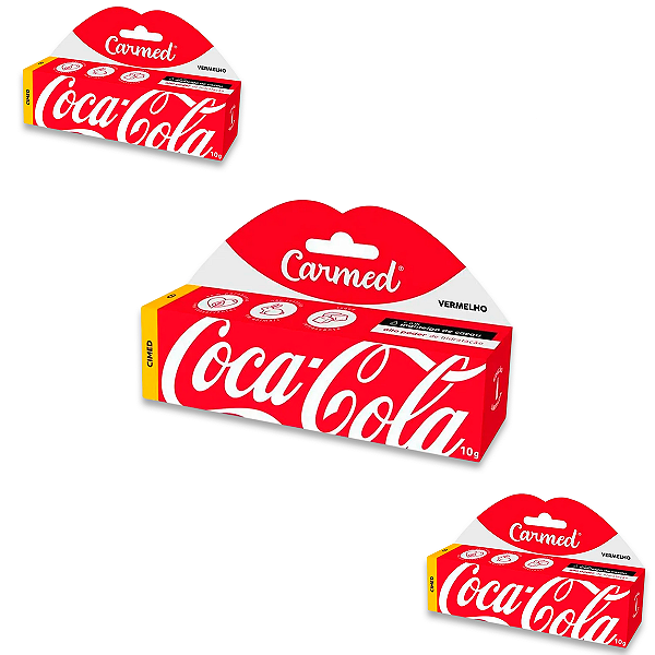 Kit 3 Carmed Hidratante Labial Vermelho Cimed Coca Cola 10g