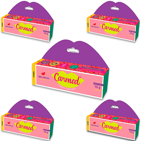 Kit 5 Carmed Hidratante Labial Incolor Cimed Melancia 10g