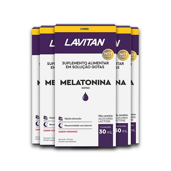 Kit 5 Melatonina Lavitan Solução Oral 30ml Morango