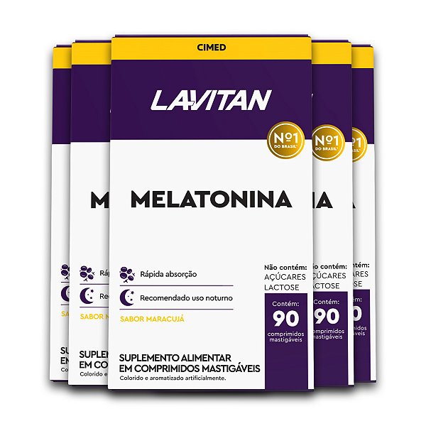 Kit 5 Melatonina Lavitan 90 Comprimidos Maracujá