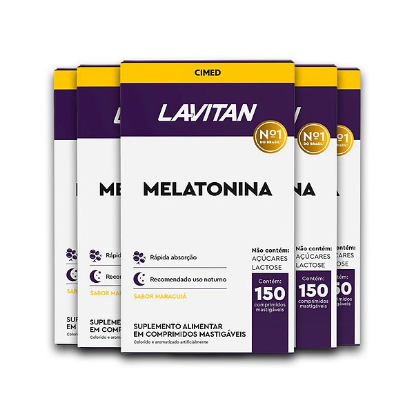 Kit 5 Melatonina Lavitan 150 Comprimidos Maracujá