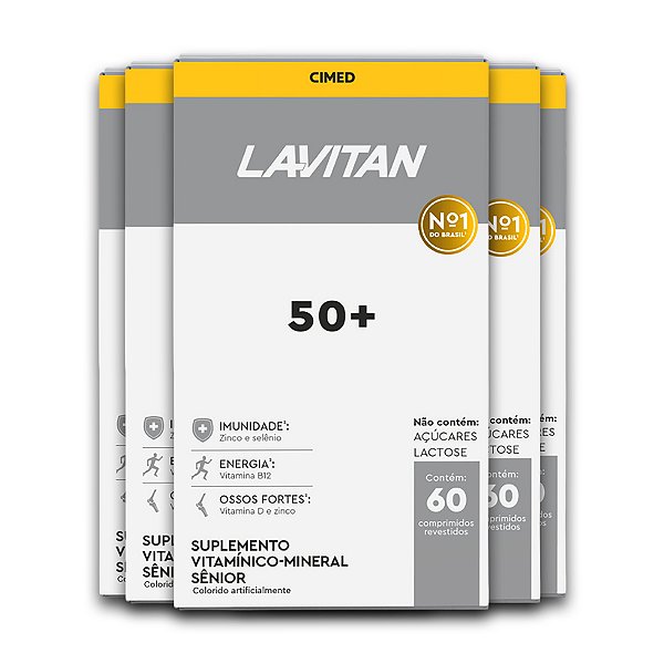 Kit 5 Multivitamínico 50+ Lavitan 60 Comprimidos Revestidos