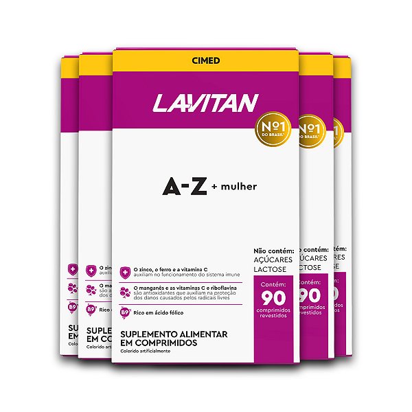 Kit 5 Multivitamínico A-Z Mulher Lavitan 90 Comprimidos