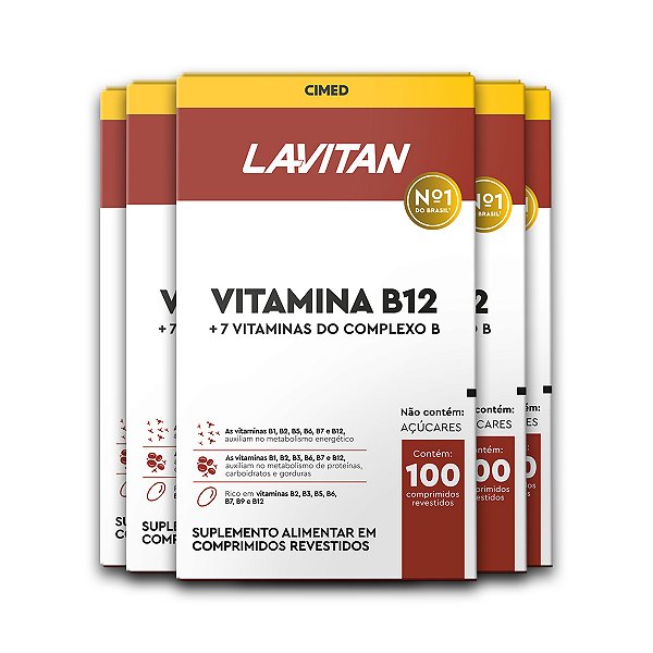 Kit 5 Vitamina B12 Lavitan 100 Comprimidos Revestidos