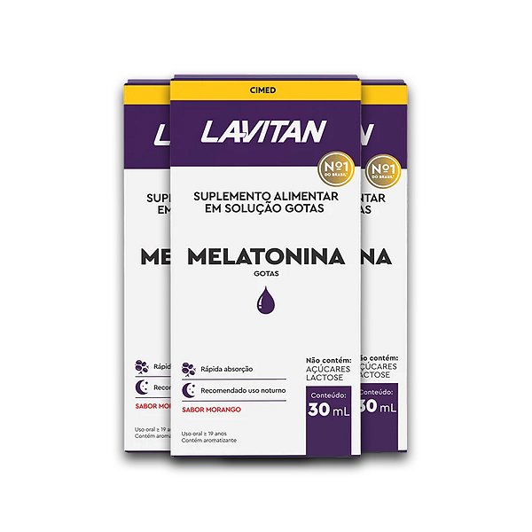 Kit 3 Melatonina Lavitan Solução Oral 30ml Morango