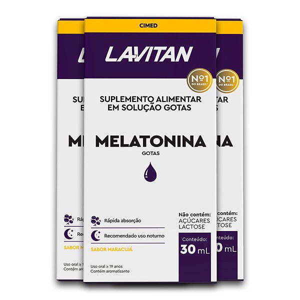 Kit 3 Melatonina Lavitan Solução Oral 30ml Maracujá