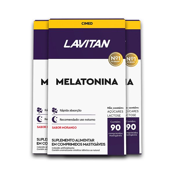 Kit 3 Melatonina Lavitan 90 Comprimidos Morango
