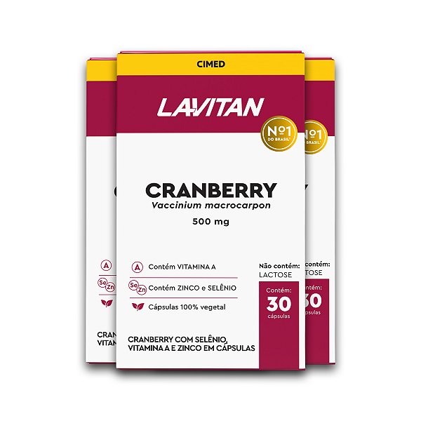 Kit 3 Cranberry Lavitan 30 Cápsulas