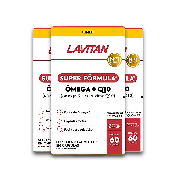 Kit 3 Ômega 3 + Coenzima Q10 Lavitan 60 Cápsulas